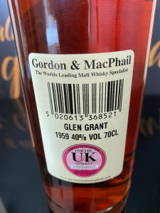 Glen Grant 1959 47 Years Old Single Malt Scotch Whisky 2006 Bottling -40%abv Gordon and MacPhail Bottling