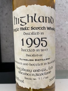Clynelish 1995 22 Year Old Kingsbury edition 1995-2017-56.8%abv Limited Edition of 245 bottles